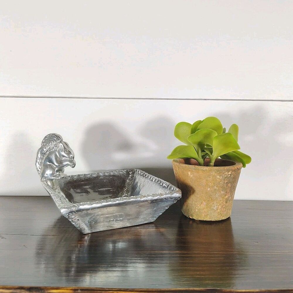 Mariposa Squirrel Nut Dish Recycled Aluminum Trinket Catchall Woodland Decor